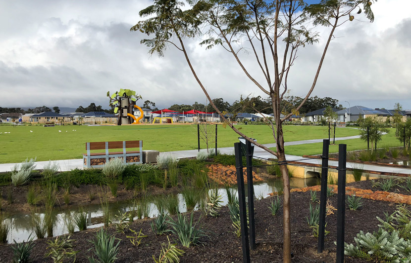 Environmental and water management work at Sienna Wood residential estate, Perth, WA