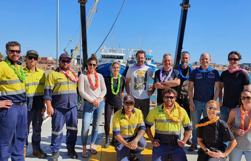 Offshore crew working on Santos marine studies on the North West Shelf, Western Australia