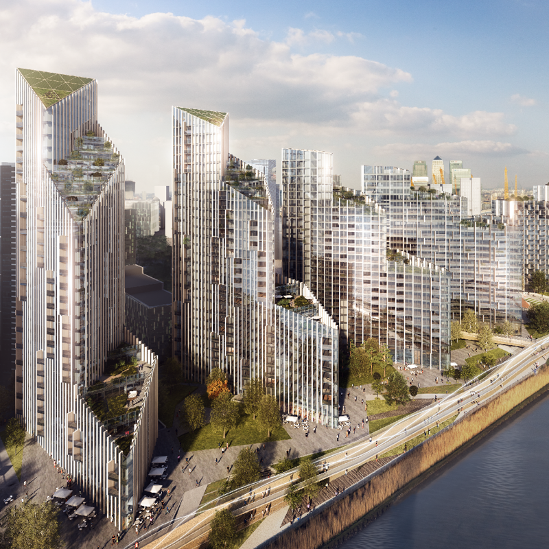 Mock up of the Greenwich Peninsula redevelopment
