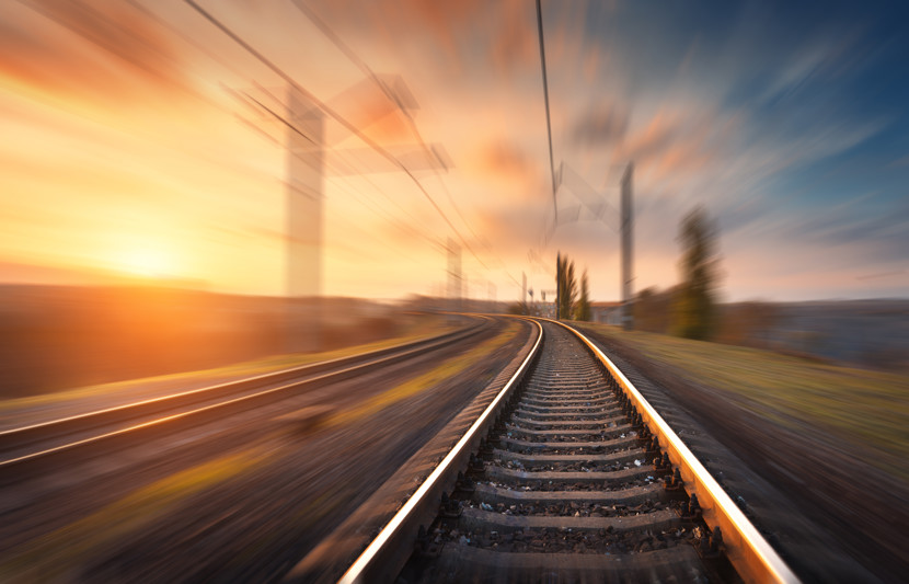 Fast tracked infrastructure shown through blurred rail line