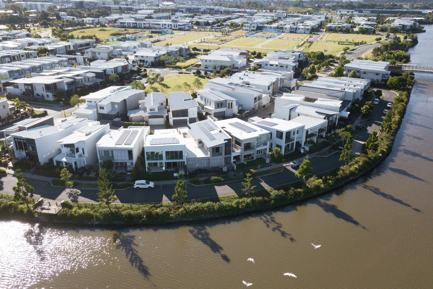 Birdseye view of Sunshine cove, one of the most comprehensively planned communities in Australia. 