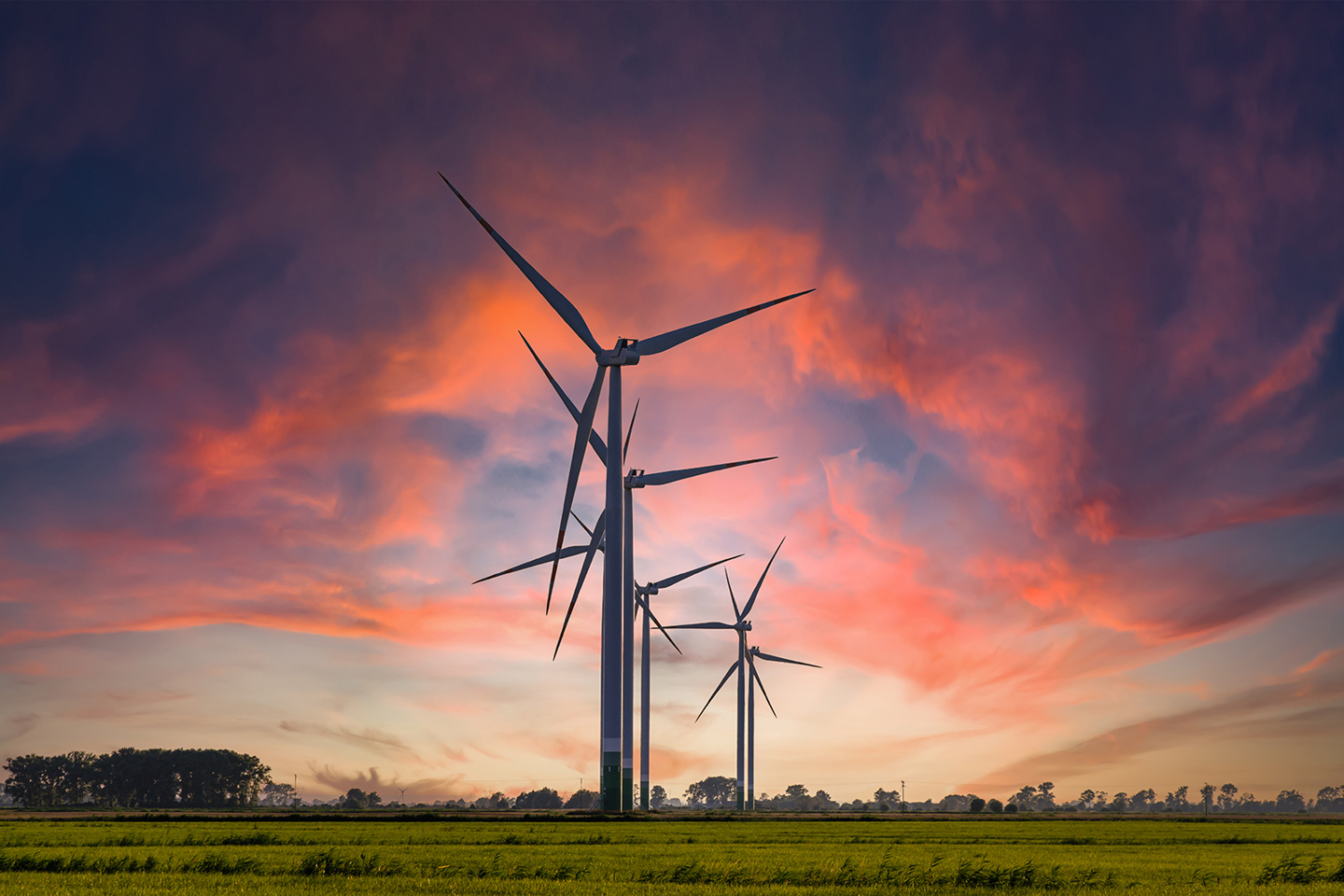 Wind Farm At Sunset
