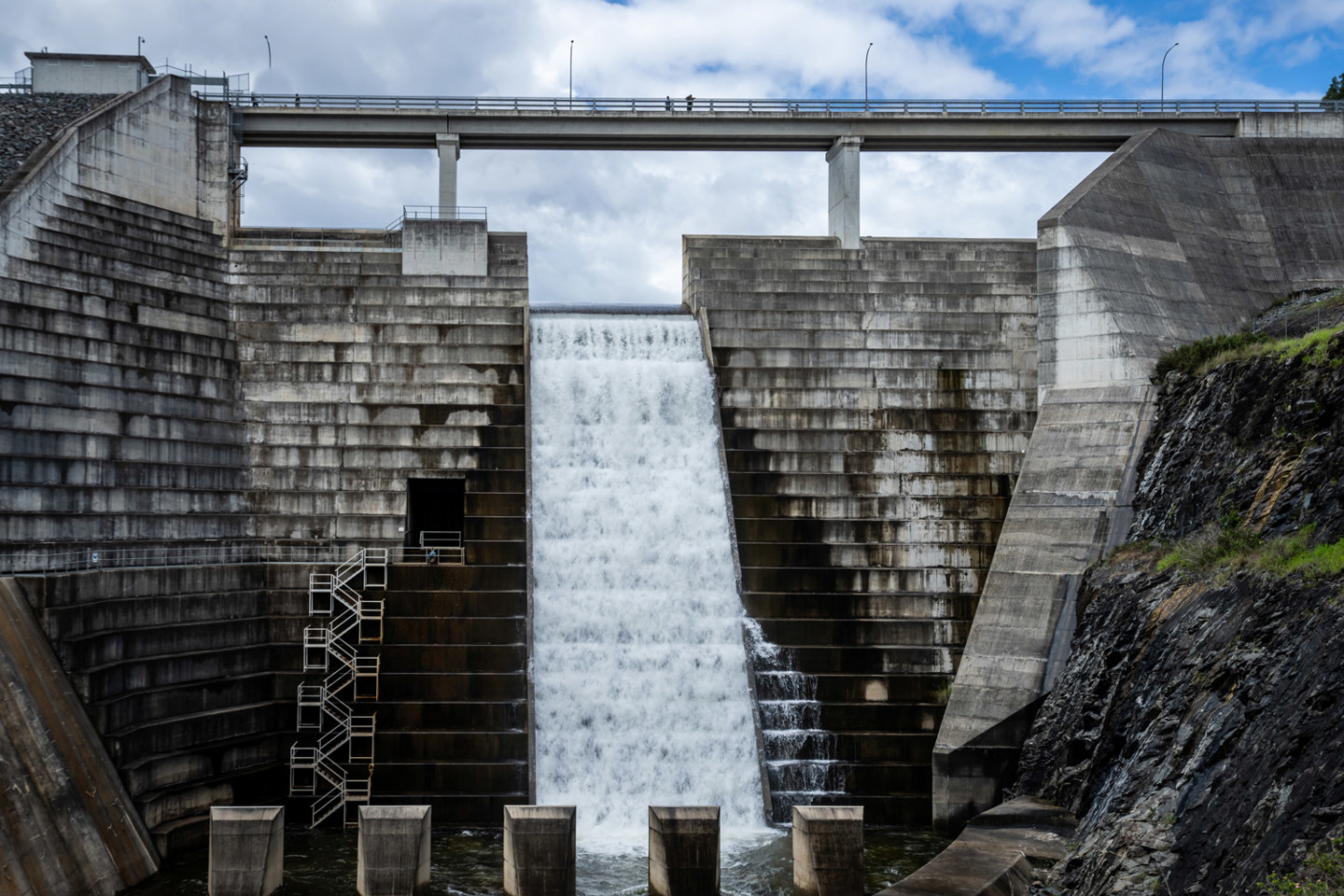 Water flowing through an Australian dam