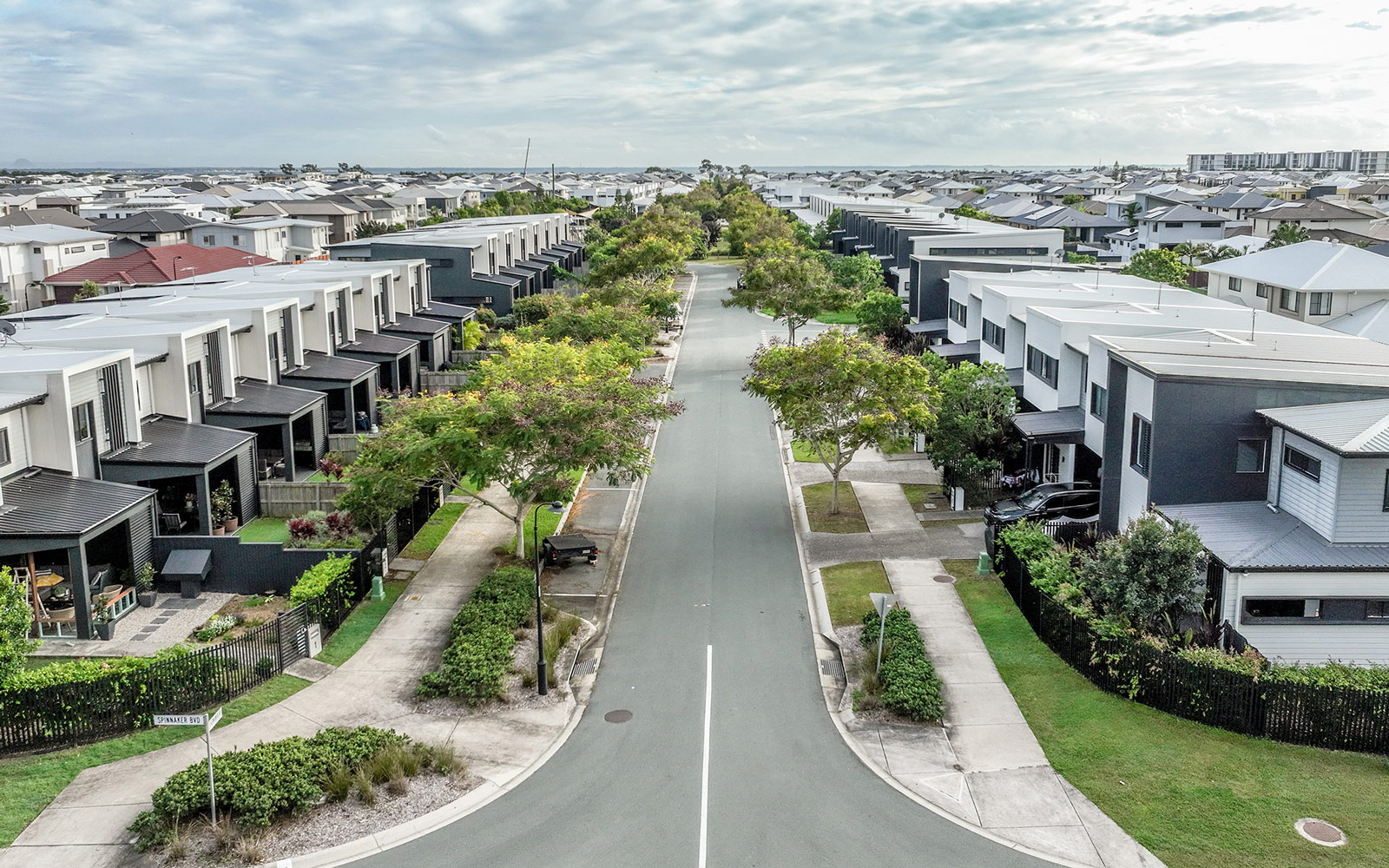 Birdseye view of Newport streetscape