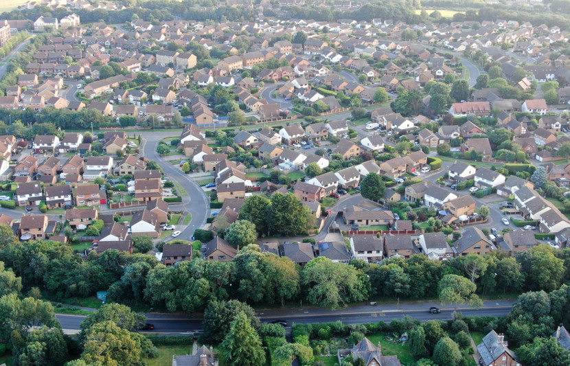 Aerial shot of houses