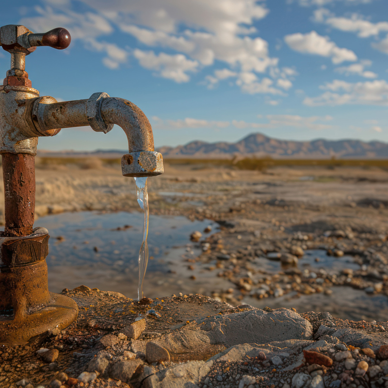 A tap running in outback Australia during drought conditions