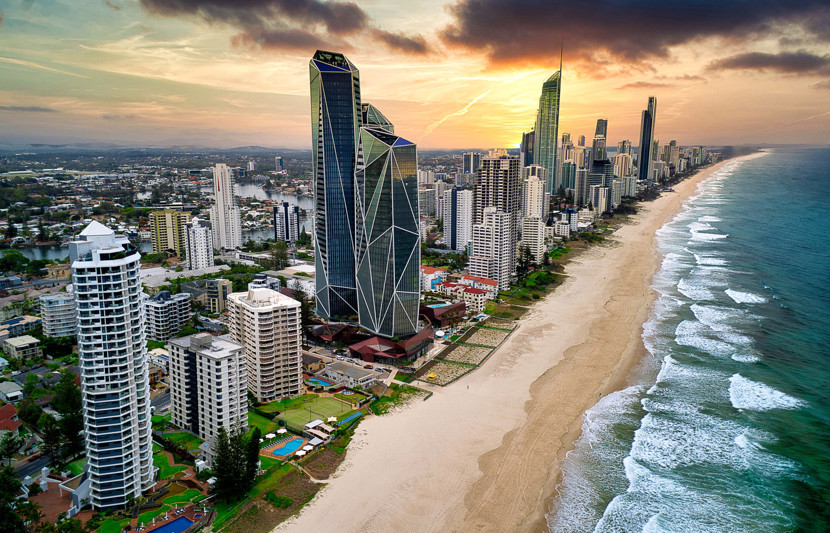 Birds-eye view of the iconic Gold Coast beaches