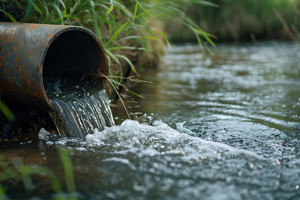 A close-up of waste water discharge